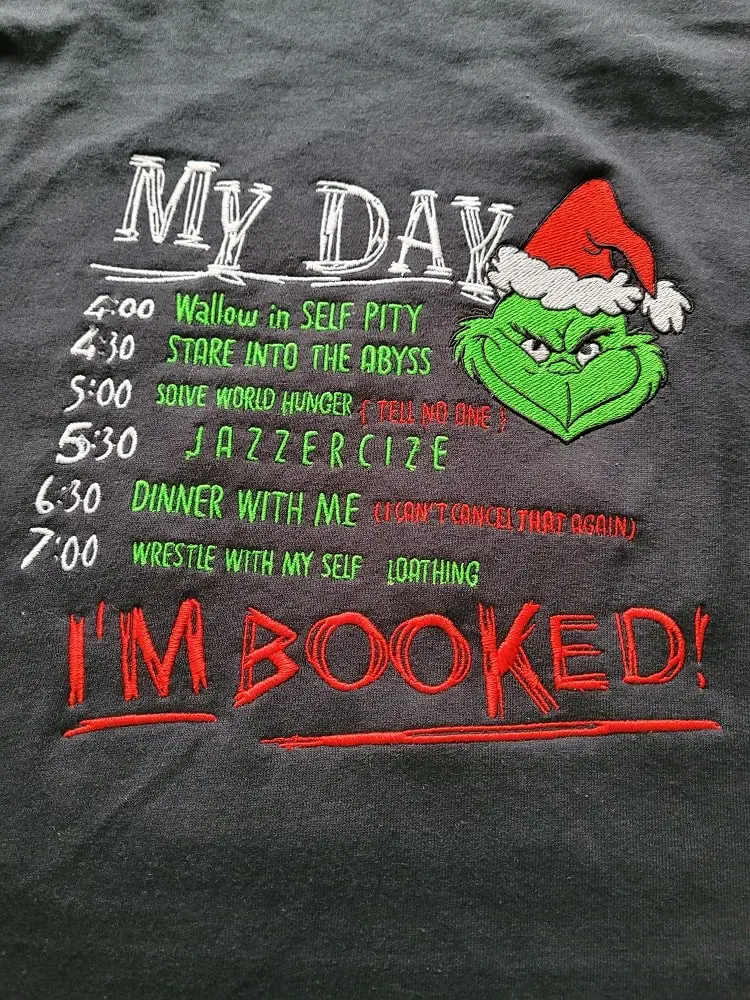 Grinch My Day Embroidered Long Sleeve T-Shirt
